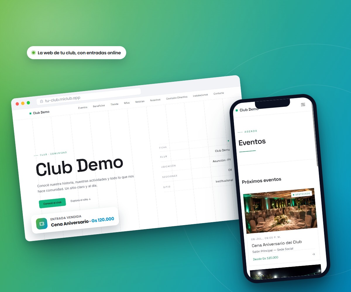CLUB-SAAS: sitio de un club con eventos, venta de entradas y carnet de socio