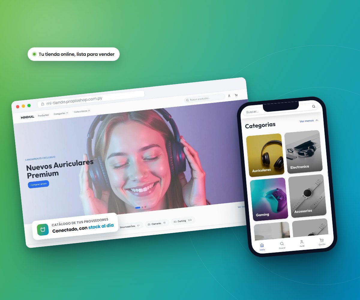 Tienda online hecha con PropioShop, vista en computadora y en celular
